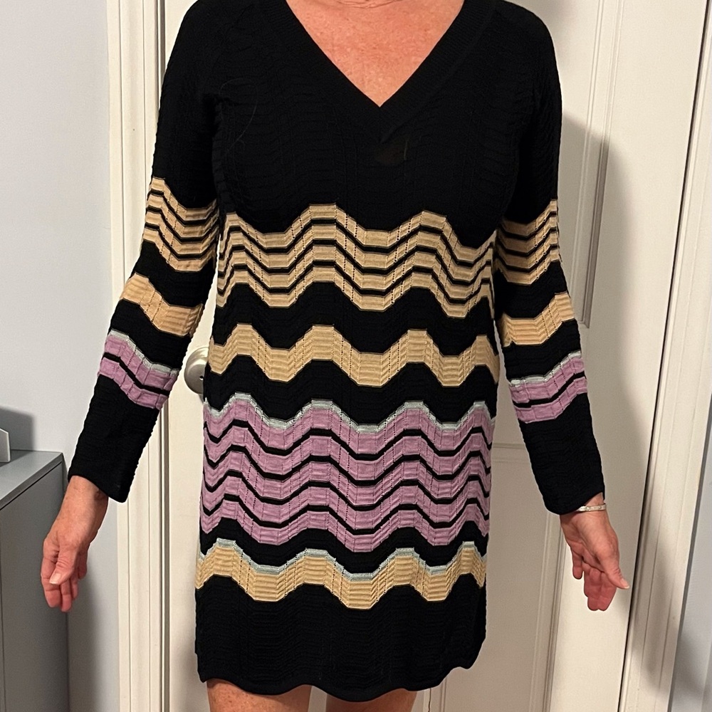Missoni Black and Tan Long Sleeve Sweater Dress